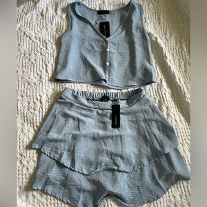 21 Saints Light Blue Skirt Top Set